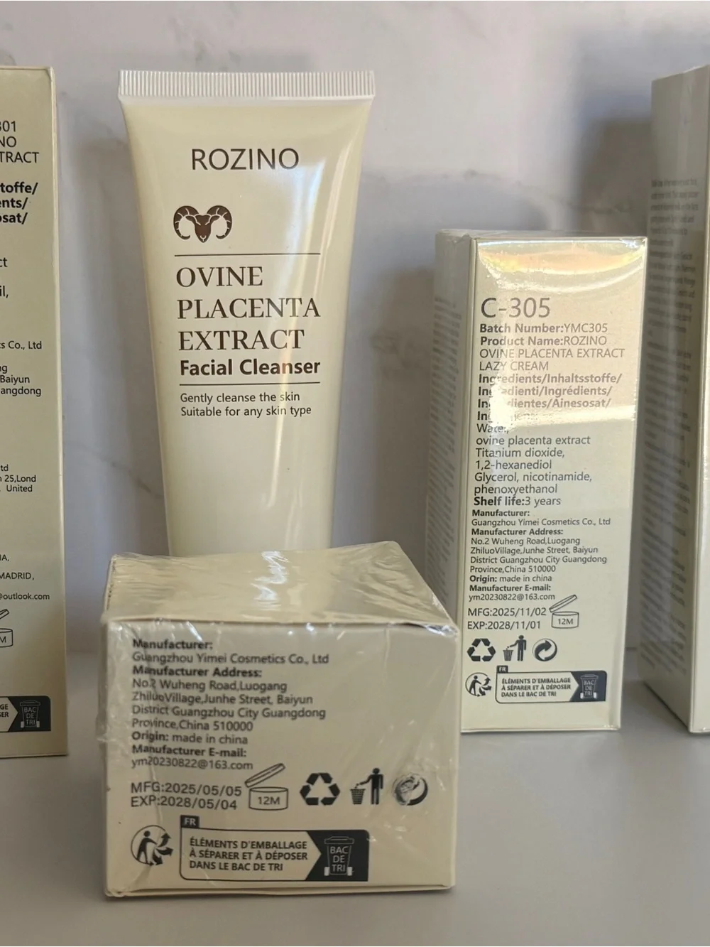 NEW Rozino Ovine Placenta Extract 5-Piece Set Toner Clnsr Cream Emulsion